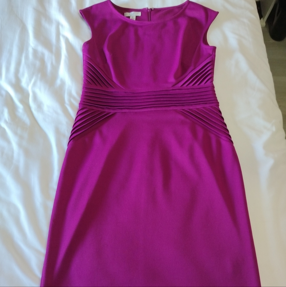 London Style Collection Fuchsia Midi Dress Sleeveless Size 6